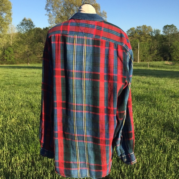 Vintage Tommy Hilfiger Crest Logo  Flannel Shirt L - Picture 6 of 7